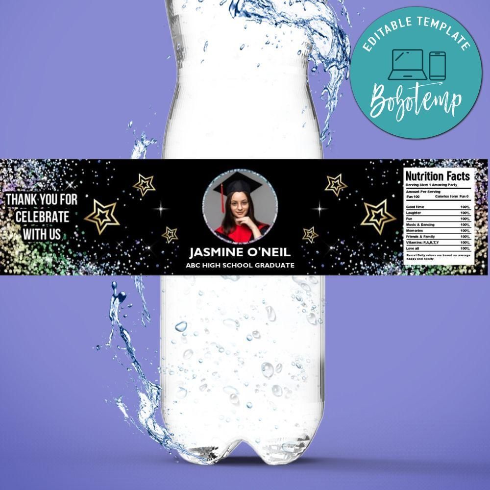 Prom High School 2025 Bottle Label Customizable template instant download