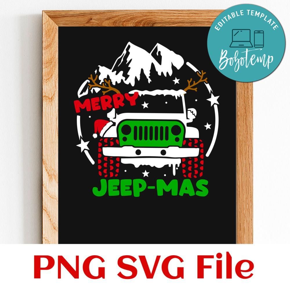 Jeep Merry Christmas PNG SVG file template Bobotemp