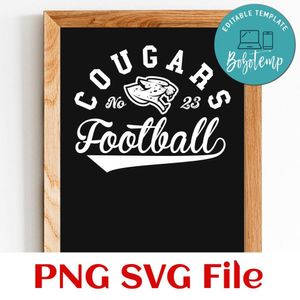 Cougars Football Team SVG Customizable