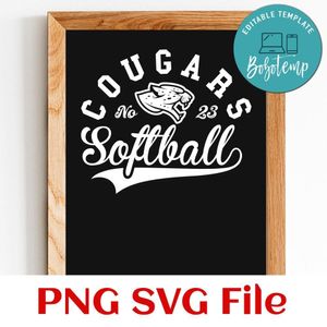 Cougars Softball Team SVG Customizable