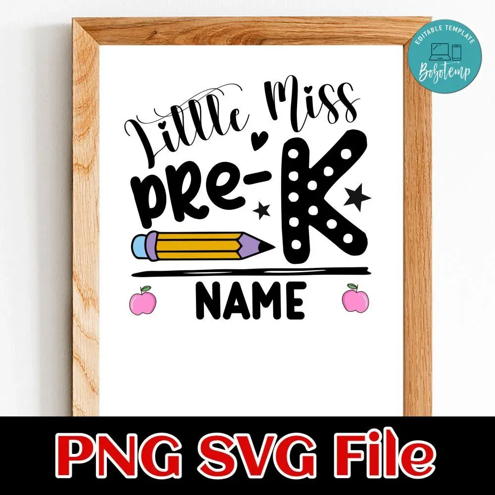 Little miss pre-k SVG PNG | Bobotemp