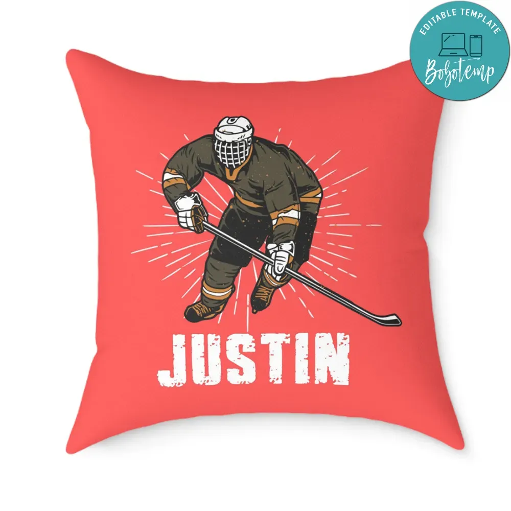 Hockey Pillow Cushion Customizable Template Bobotemp