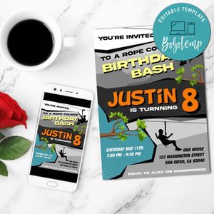 Rope course Invitation Template Customizable Instant Download