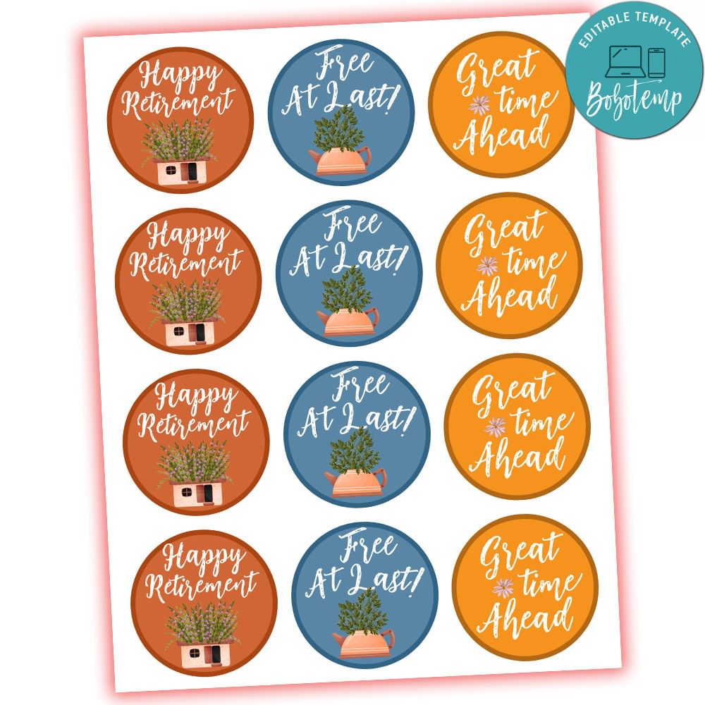 Retirement Cupcake Toppers Template Printable DIY | Bobotemp for Free Printable Bridal Shower Cupcake Toppers Printables