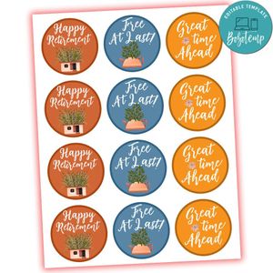 Retirement Cupcake Toppers Template Printable Instant Download