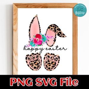 Happy Easter Leopard PNG design template