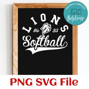 Lions Softball Team SVG Customizable