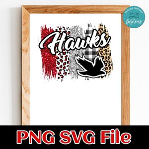 Team Blue Hawks Brush stroke PNG design template