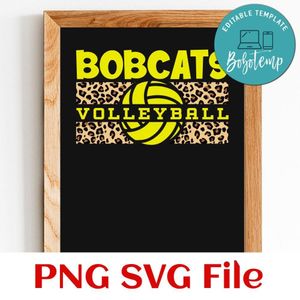 Bobcats Leopard Volleyball SVG PNG design template