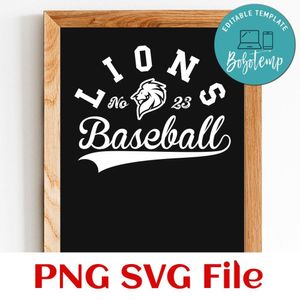 Lions Baseball Team SVG Customizable