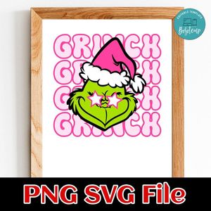 Grinch Face Preppy SVG Customizable