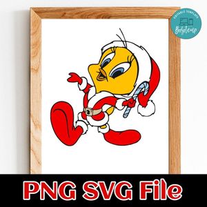 Tweety Bird Christmas PNG SVG file template