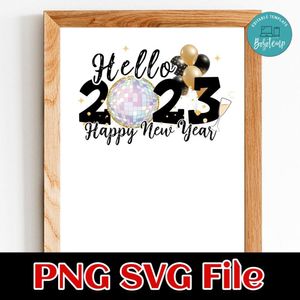 Hello Happy New Year 2023 PNG SVG file template