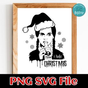 Wednesday Addams i hate christmas PNG SVG file template