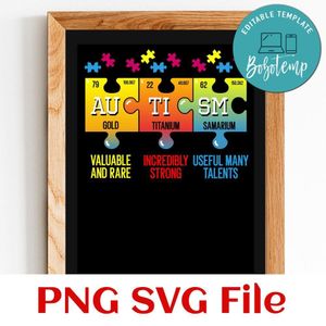 Autism Awareness Puzzle Periodic Customer Request PNG file template