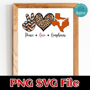 Peace love longhorns PNG design template