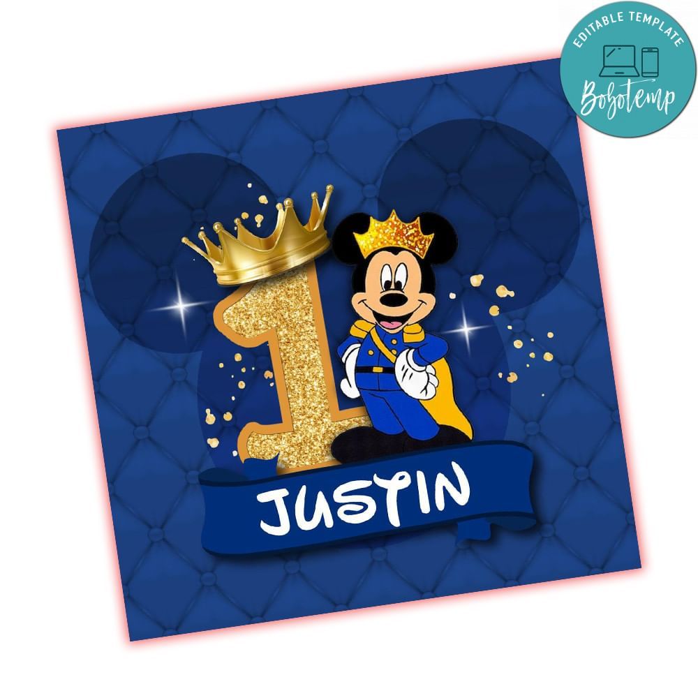Mickey Prince Birthday All Over Print PNG design template