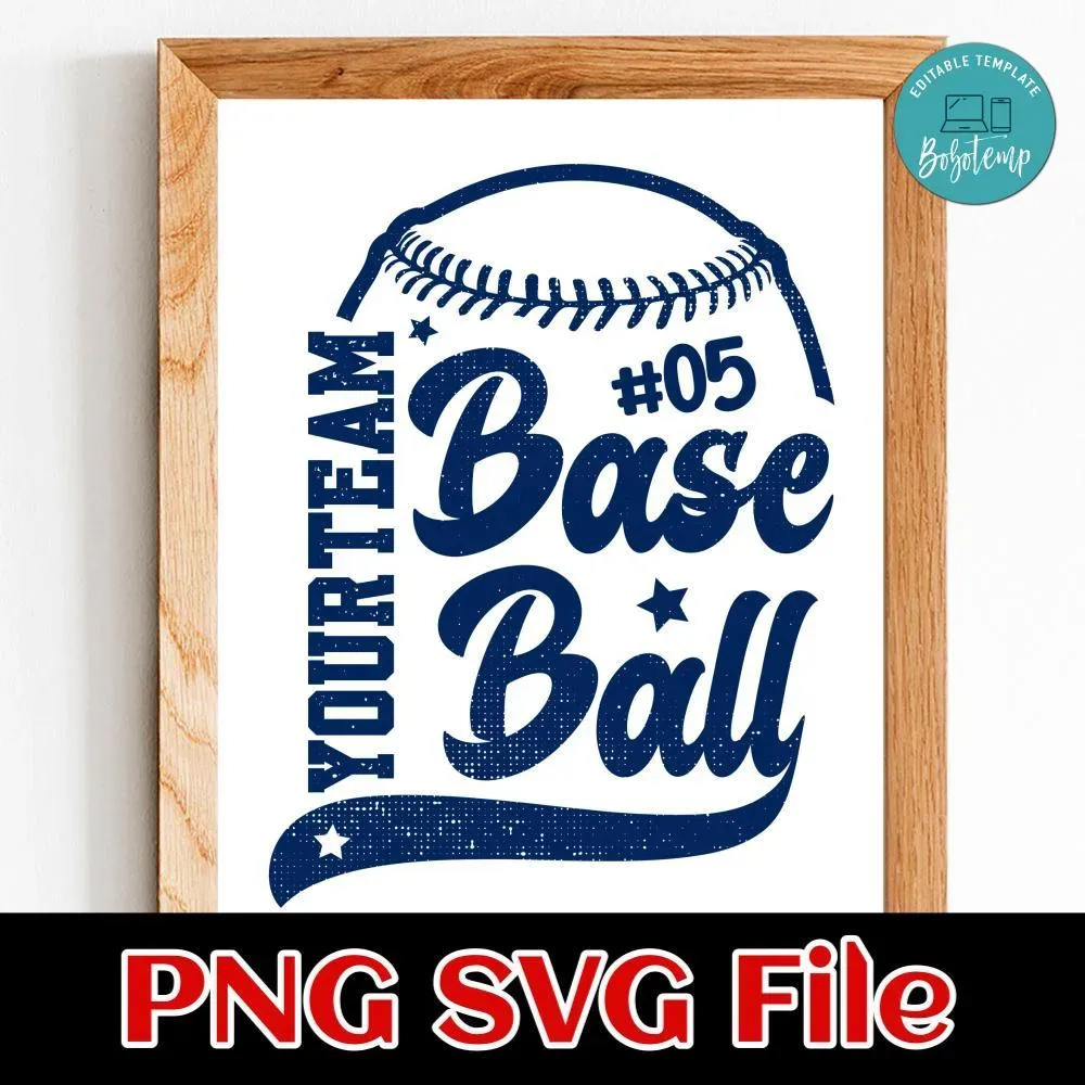 Baseball custom Name and Number PNG SVG design template | Bobotemp Shop