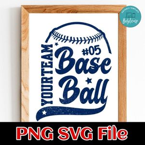 Baseball custom Name and Number PNG SVG design template