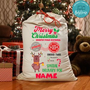 Santa Bag customizable template instant download