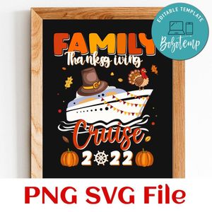 Family Thanksgiving Cruise 2022 PNG SVG file template