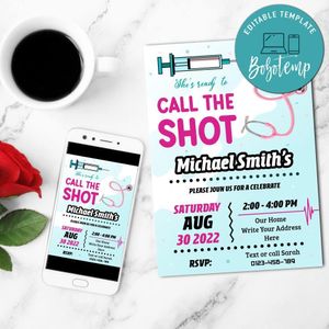 She's calling the shots Invitation Template Customizable Instant Download