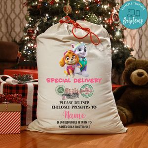 Girl Paw Patrol Santa Sack PNG SVG file template