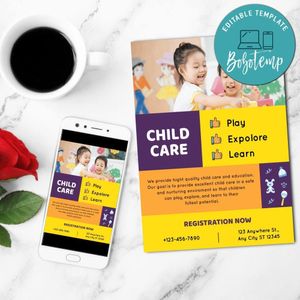 Childcare Flyer Template Customizable Instant Download