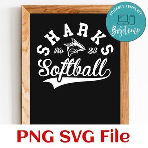 Sharks Softball Team SVG Customizable