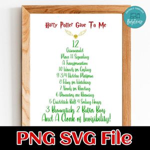 Harry Potter Gave To Be 12 PNG SVG file template