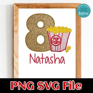 Movie Popcorn Birthday Customer Request PNG file template