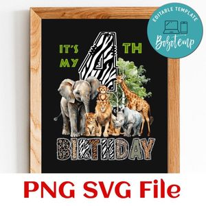 It's My 6th Birthday Boy Safari Jungle Customer Request PNG file template