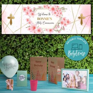 First Communion Banner Editable Template Instant Download