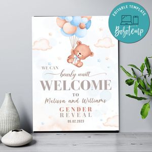 Teddy Welcome Sign Customizable Template Instant Download