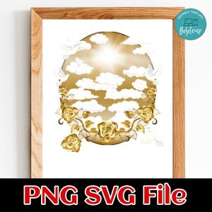 Memorial Gold rose PNG design template