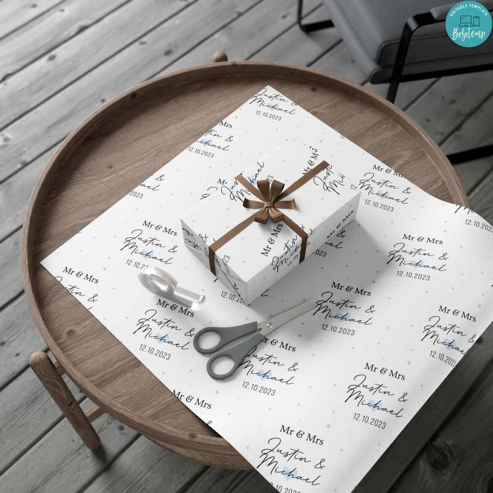 Happy Wedding Custom Name Gift Wrap Paper
