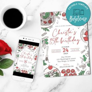 Italian Theme Invitation Template Customizable Instant Download