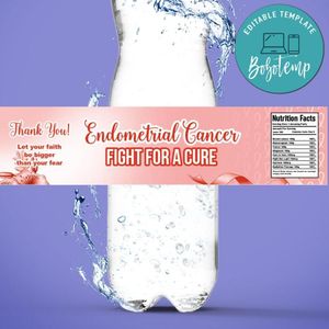 Endometrial Cancer Bottle Label Customizable template instant download