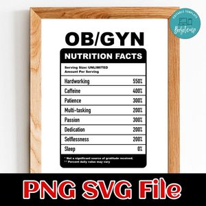 OBGYN Obstetrician Gynecologist Dr Nutritional Facts PNG file template