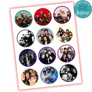 One Direction Cupcake Toppers Template Printable Instant Download