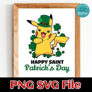 Pikachu Happy Saint Patrick’s Day PNG SVG file template