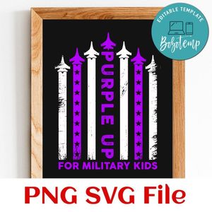 Purple Up For Military Kids PNG SVG design template