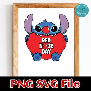 Red Nose Day Peeking Stitch SVG PNG Customizable Instant Download