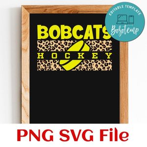 Bobcats Leopard Hockey SVG PNG design template