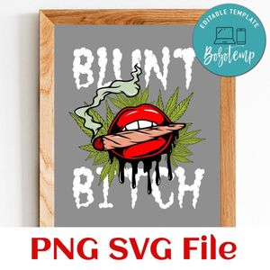Blunt Bitch Lips Cannabis PNG design template