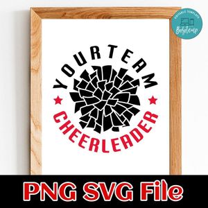 Cheerleader Custom Number and Team Name PNG SVG design template
