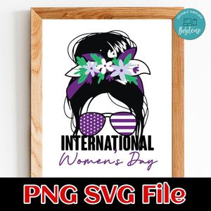 Messy Bun International Women's Day SVG PNG Customizable Instant Download