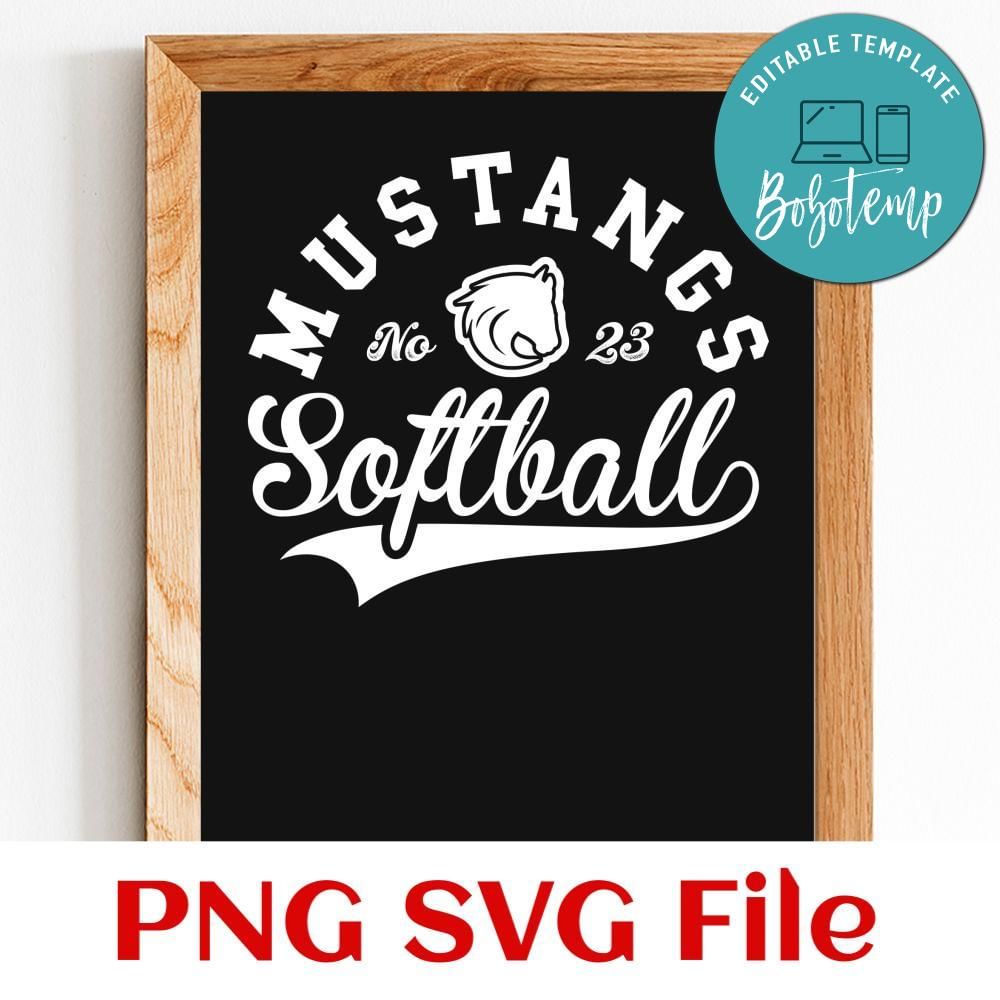 Mustangs Softball Team SVG Customizable Bobotemp
