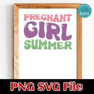Pregnant Girl Summer SVG PNG Customizable Instant Download