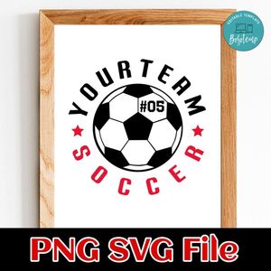 Soccer Custom Number and Team Name PNG SVG design template